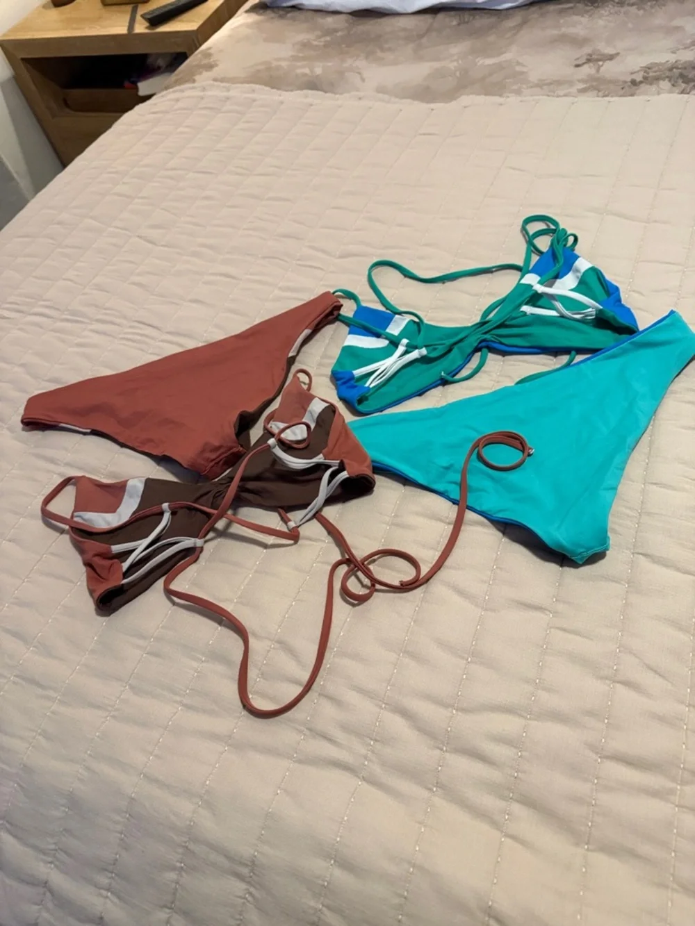 l*space Colorblock Reversible Teal & Brown Bikini Sets - size S tags removed - Picture 2 of 6
